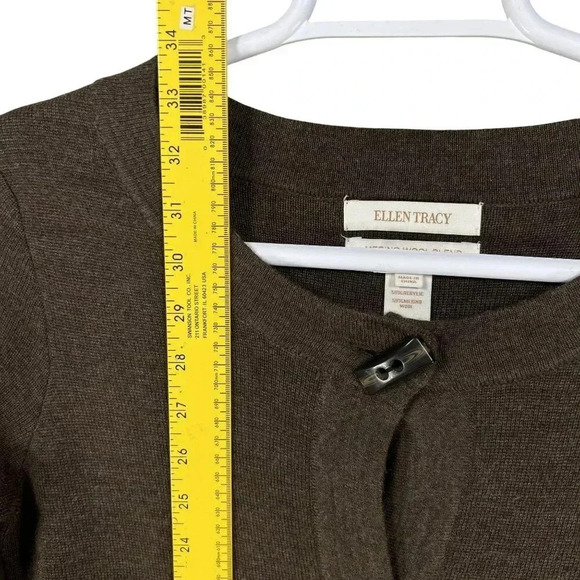 Ellen Tracy Women M Merino Wool Blend Cardigan Dress Toggle Buttons Pockets - Picture 11 of 16